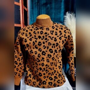 Maternity Mock-Neck Leopard-Print Sweater